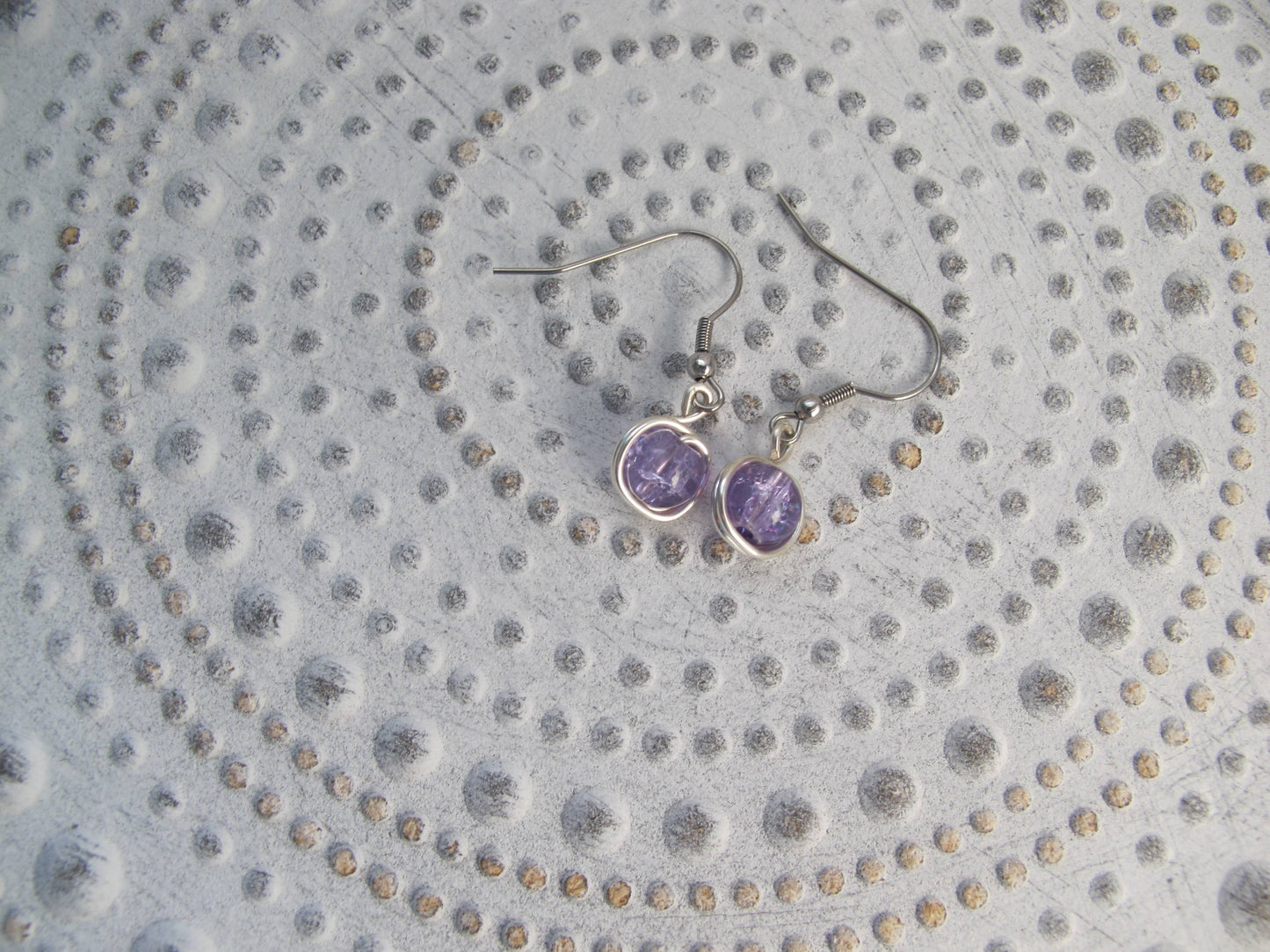 Purple Dangle Stainless Steel Earrings