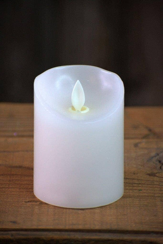 White Timered Moving Flame LED Candle 3x4in