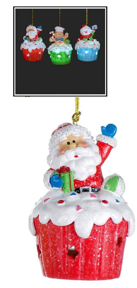 3.5 INCH LED  SANTA BAKER ORNAMENT