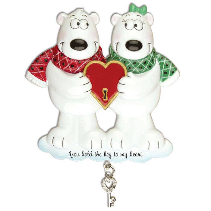 Couples Key To My Heart Polar Bear Personalized Ornaments