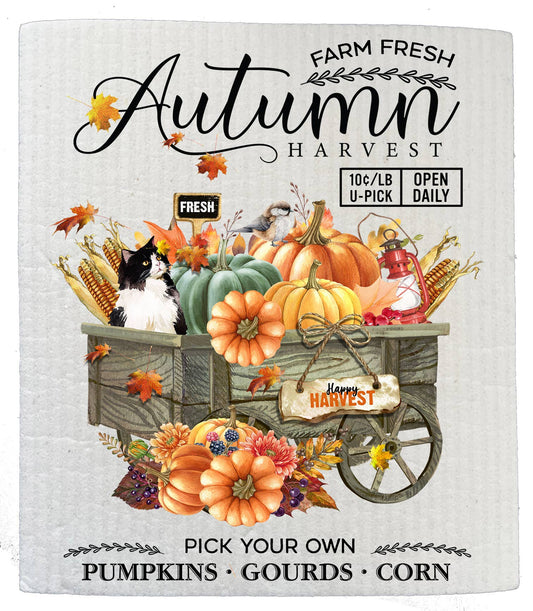 Farm Fresh Fall Autumn Harvest Kitchen SWEDISH DISH CLOTH