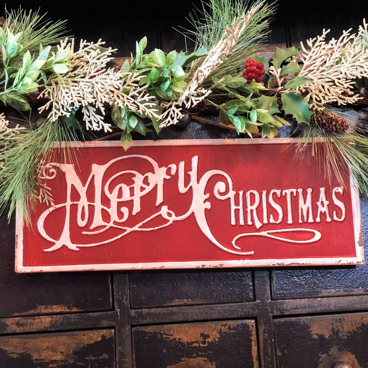 24" RED MERRY CHRISTMAS SIGN