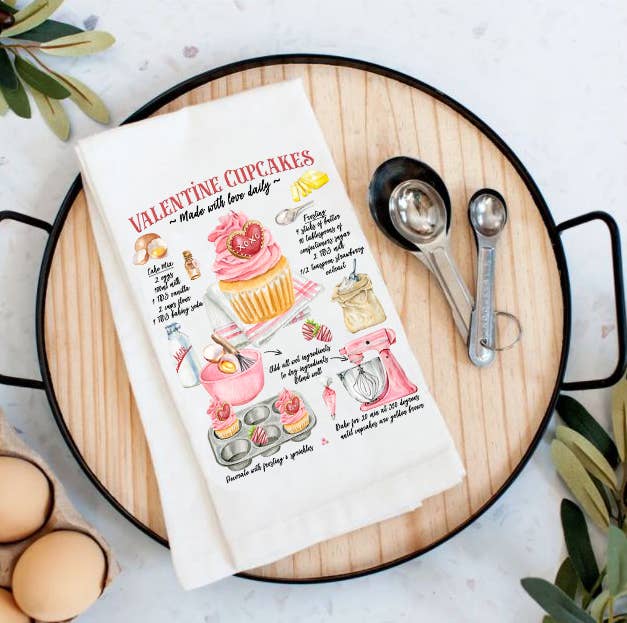 Valentine Cupcake Recipe Cotton Tea Towels