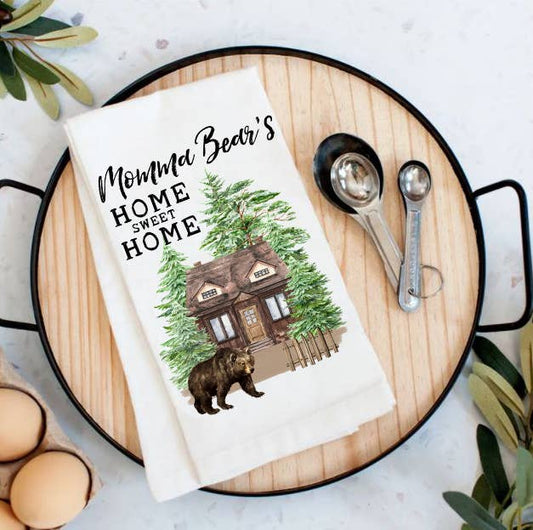 Momma Bear Home Sweet Home Cabin Cotton Tea Towels