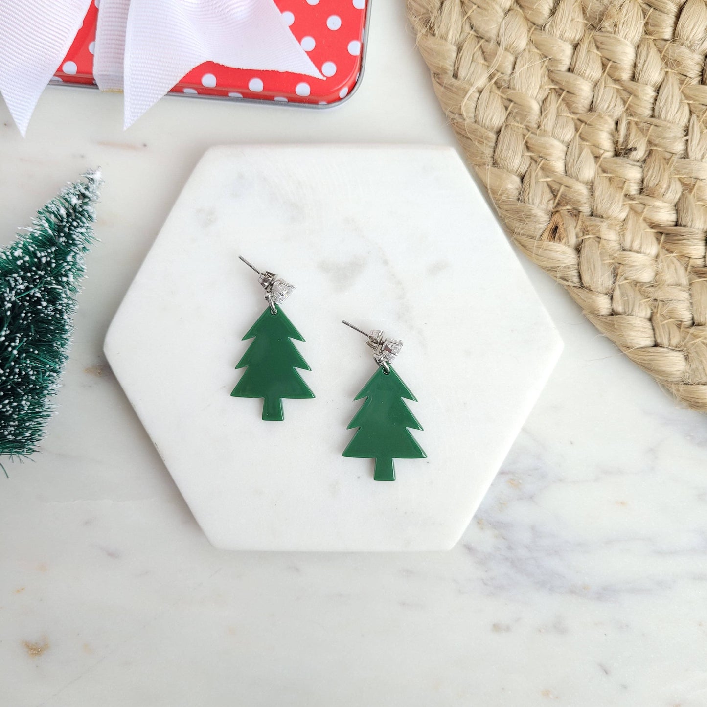 Pine Tree Earrings- Olive or Forest / Christmas