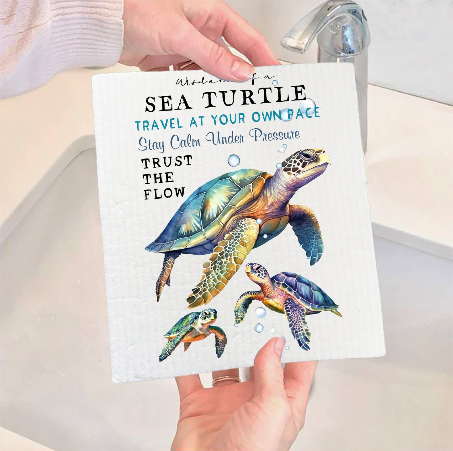 Coastal Sea Turtle Wisdom Ocean SWEDISH DISH CLOTH