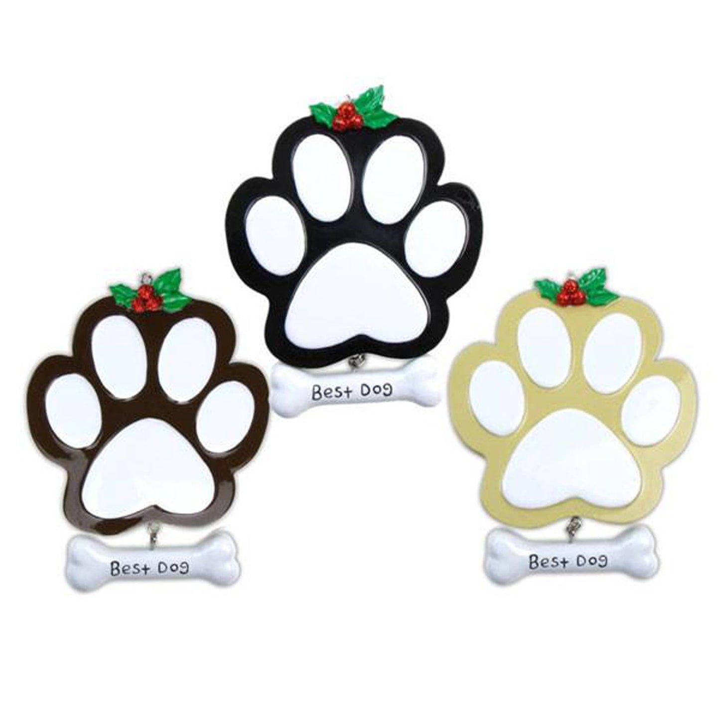 Dog Paw - Assorted Colors - Personalized Christmas Ornament