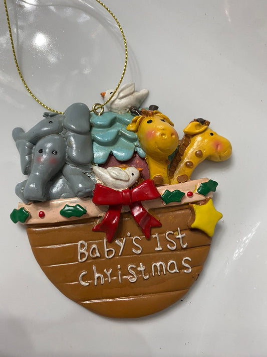 NOAH'S ARK BABY'S FIRST CHRISTMAS ORNAMENT 4 INCH
