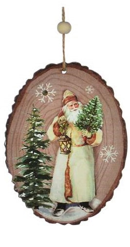 4 INCH LED MDF TRADITIONAL SANTA ORNAMENT