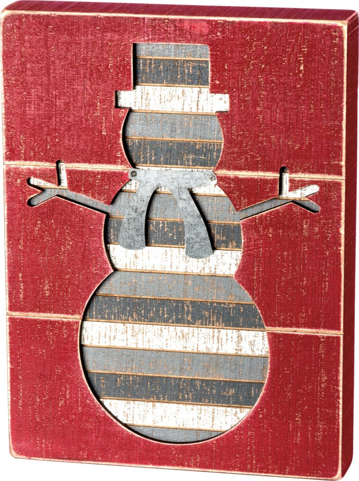 SLAT BOX SIGN - SNOWMAN