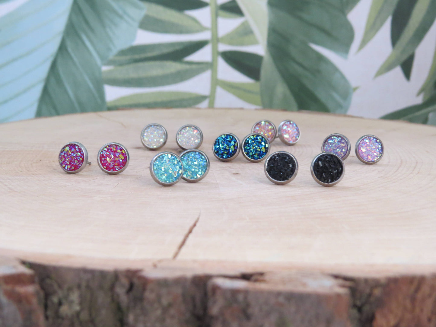 Druzy Stud Earrings - 8mm  Available in Various Colours
