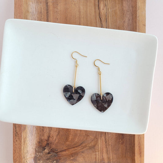 Mina Heart Earrings - Black / Valentine's Earrings