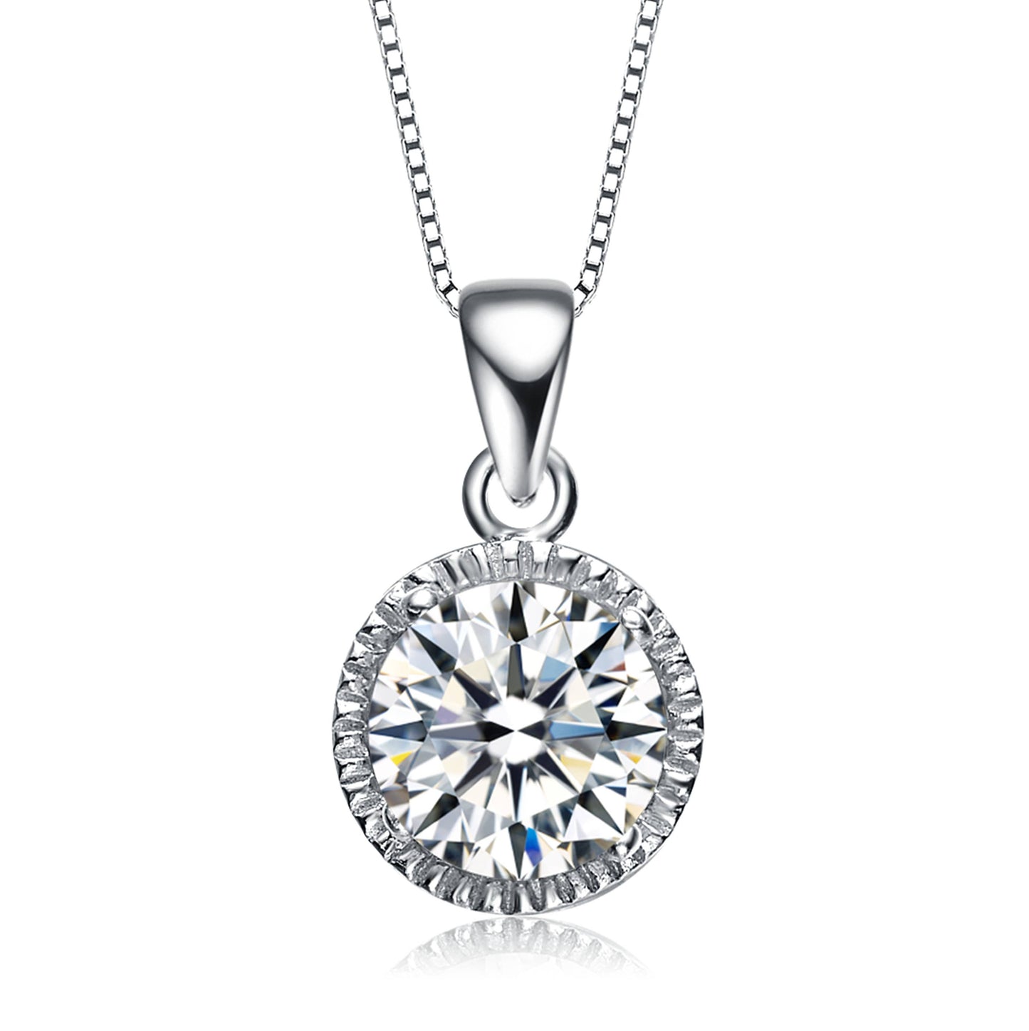 Sterling Silver Cubic Zirconia Pendant Necklace(6014)