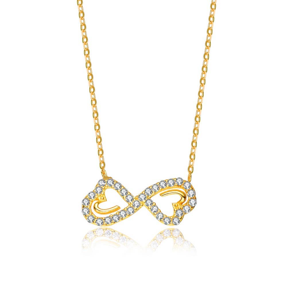 Cubic Zirconia Double Heart Infinity Necklace