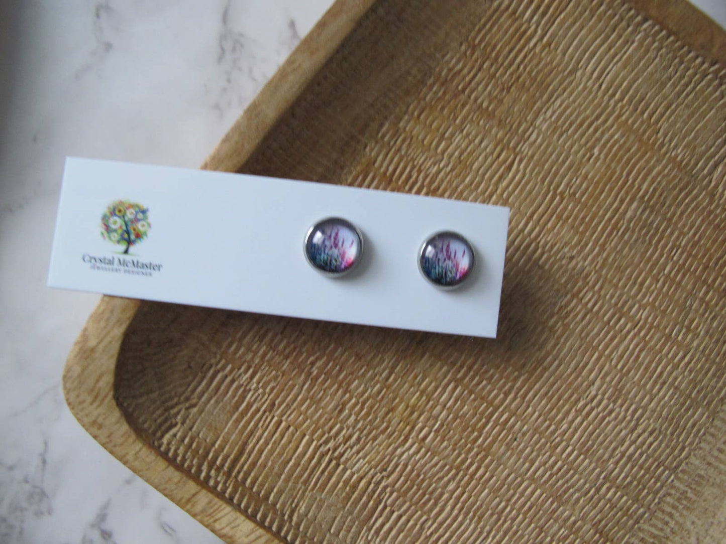 Stud Earrings Lavender Design