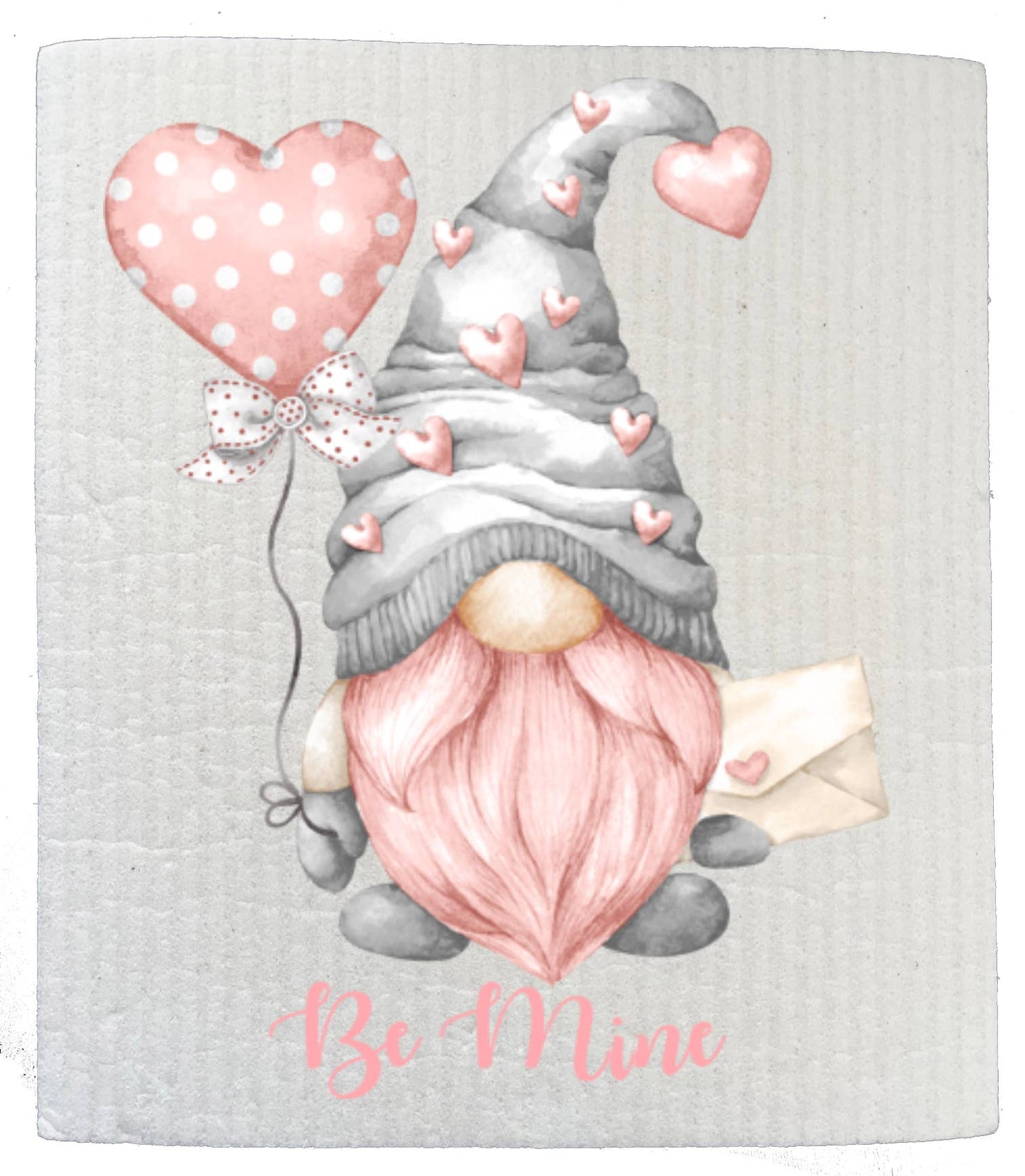 Valentine Pink Gnome Be Mine SWEDISH DISH CLOTHS