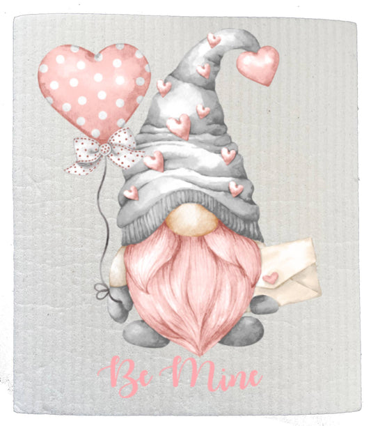 Valentine Pink Gnome Be Mine SWEDISH DISH CLOTHS