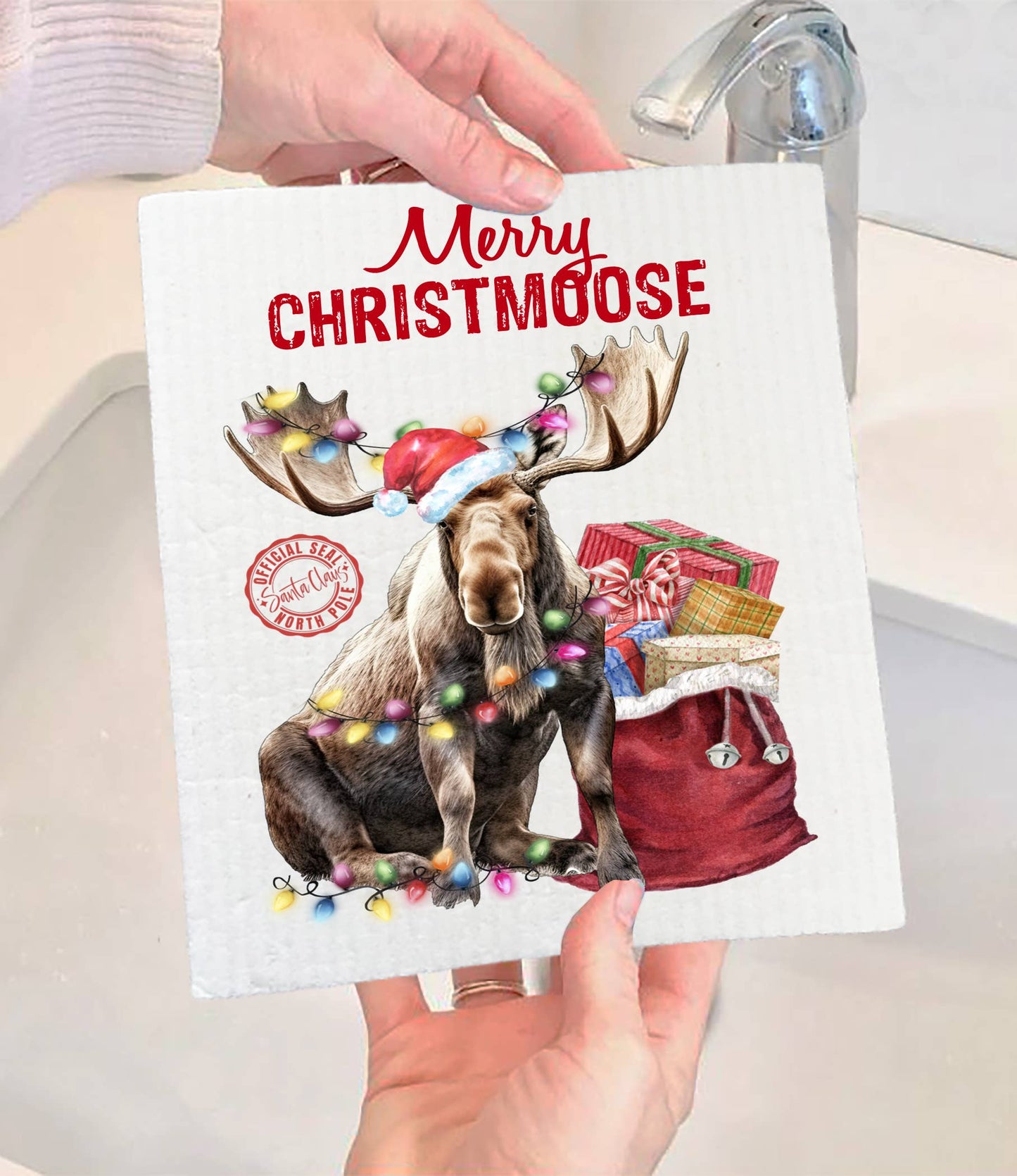 Christmas Merry Christmoose Moose SWEDISH DISH CLOTH