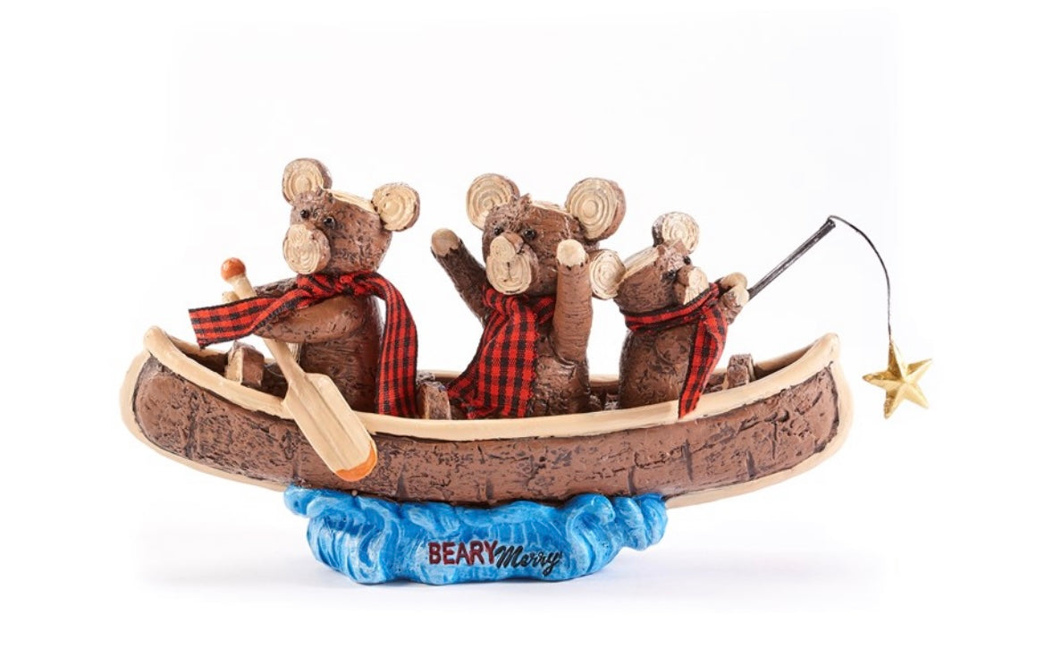 Bears in Canoe Figurine with Sentiment
