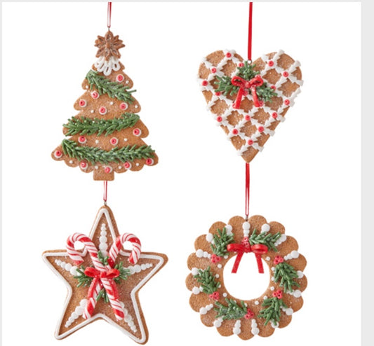 Gingerbread Ornaments, 4 Assorted