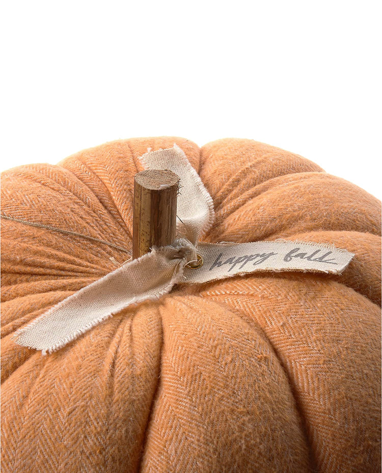 Large Cotton Pumpkin with Sentiment Happy Fall by Mud Pie