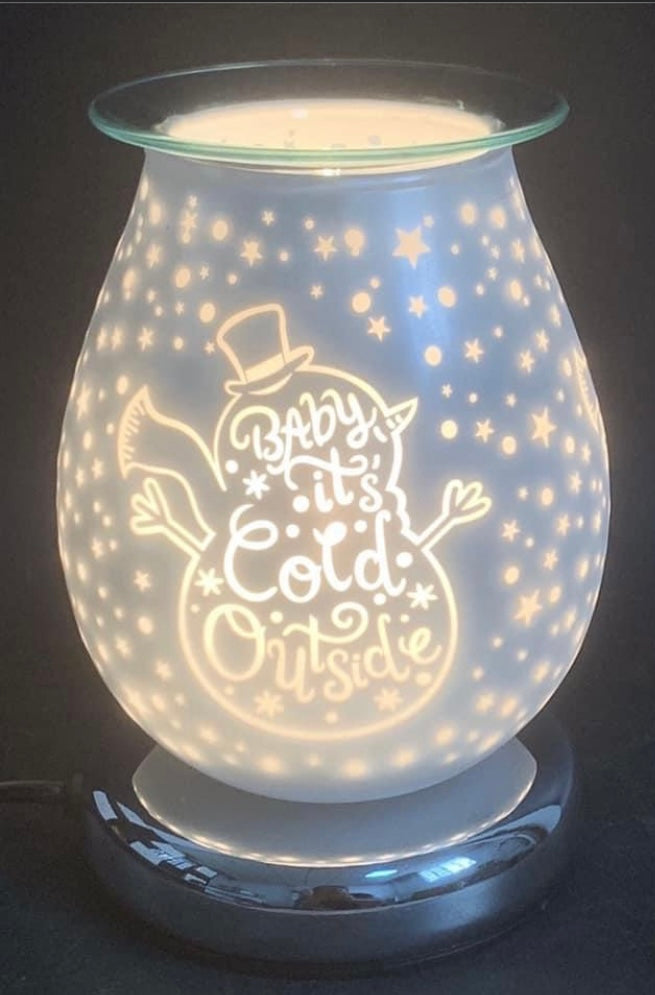 Touch Sensor Lamp and Wax Warmer with Sentiment “Baby it’s cold outside,” White