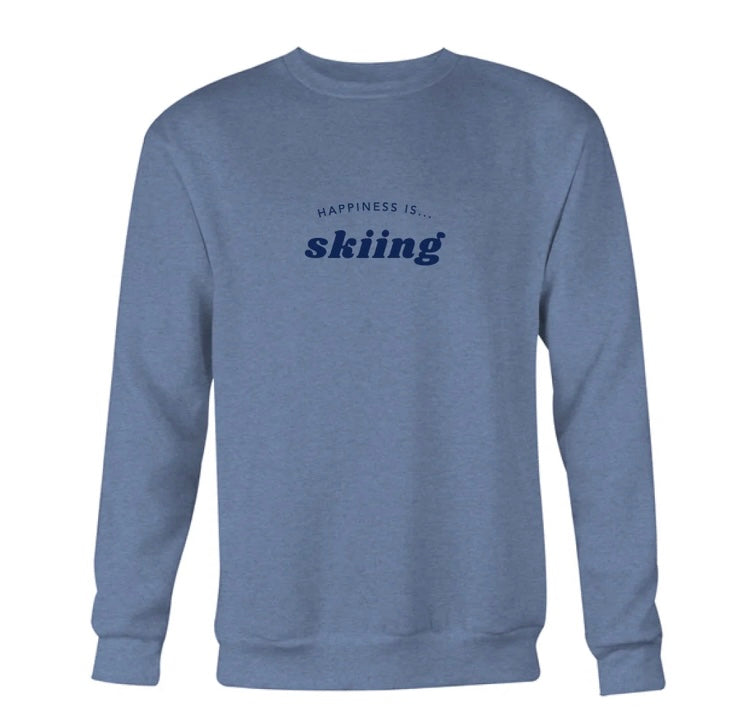 Happiness Is Skiing, Mens, Heather Navy Sweatshirt