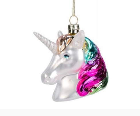 Rainbow Glass Unicorn Ornament