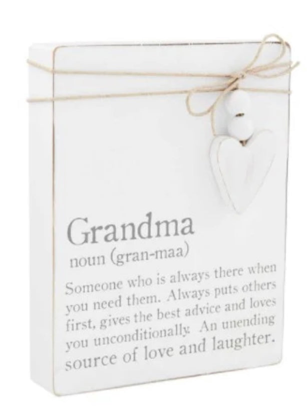 Mud Pie, Grandma Defintion Wall Plaque