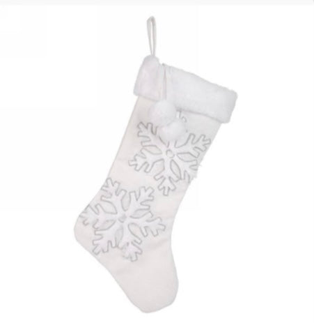 White Christmas Sock with Snowflakes