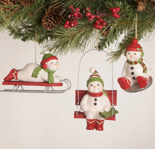 Cheerful Snowman Ornaments, Set of 3