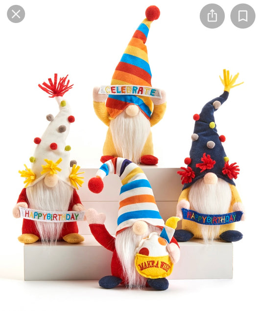 Birthday Wishes Gnomes, Assorted