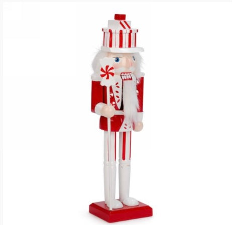 Red and White Nutcracker Figurine, Wooden