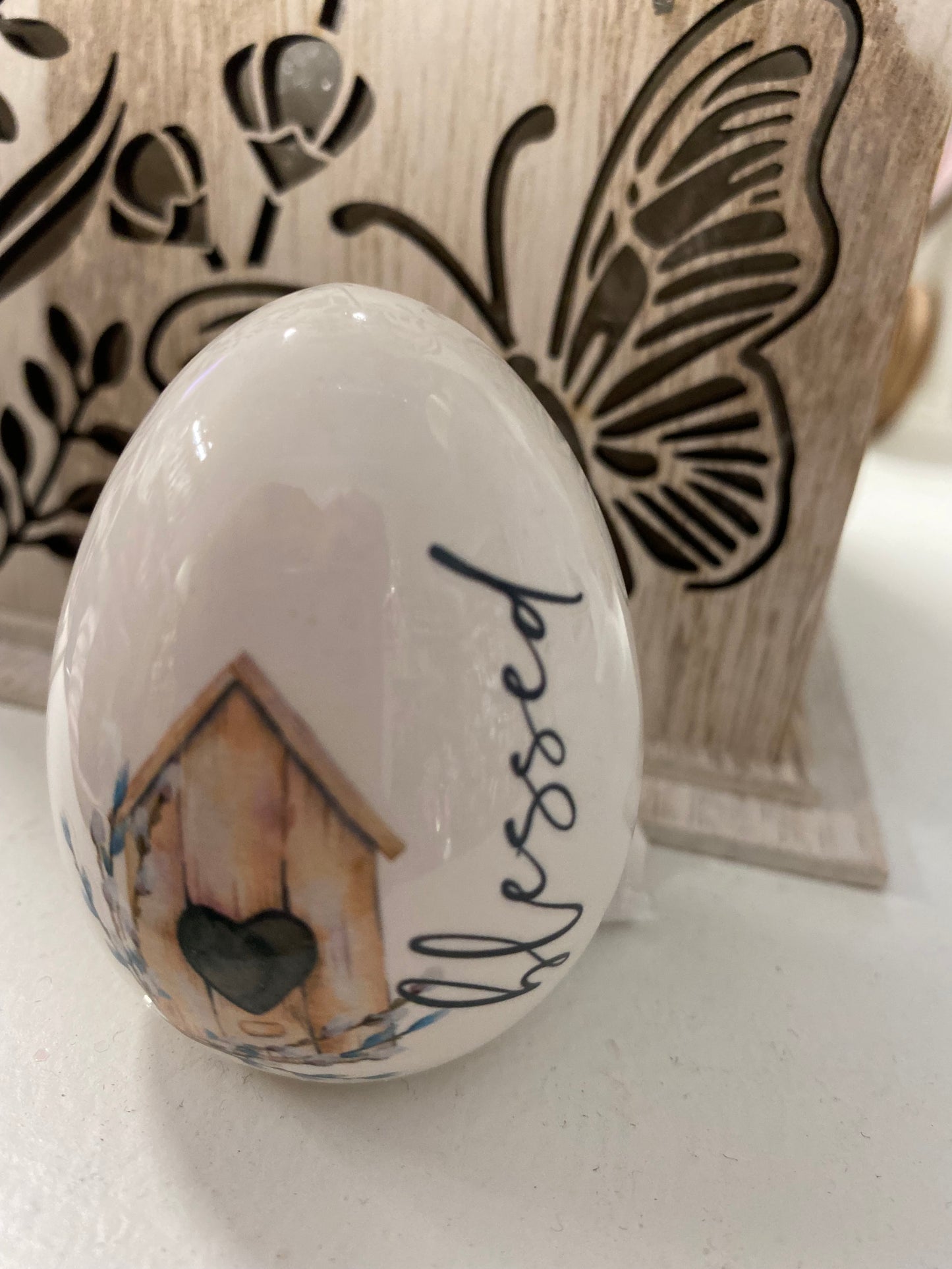 Ceramic Sentiment Egg Decor, 6 Assorted