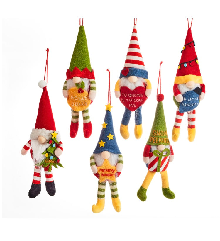 Fabric Hanging Gnome Ornaments with Sentiment