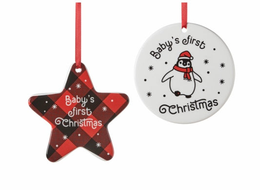 Baby”s First Christmas Ornament, 2 Assorted