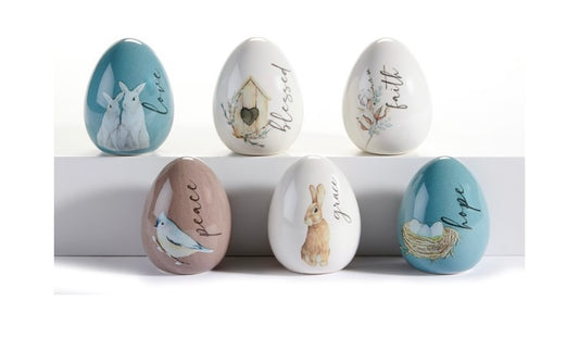 Ceramic Sentiment Egg Decor, 6 Assorted