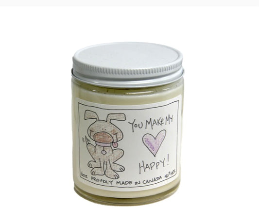 You Make My Heart Happy, Dog, 6 Ounce Soy Candle