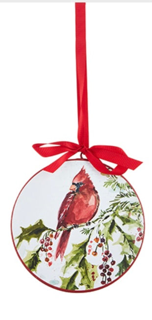 Cardinal Disc Ornaments , 2  Assorted, Raz Imports