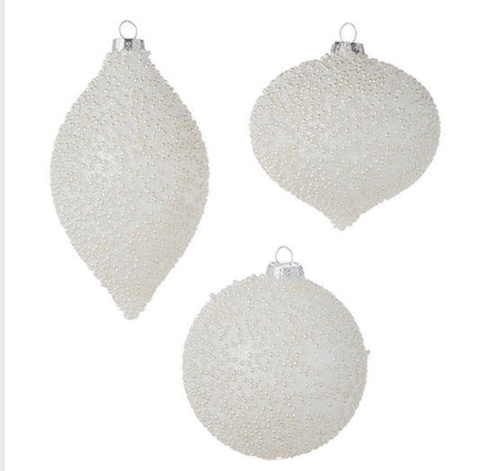 Glass Pearl Ornaments, 3 Assorted