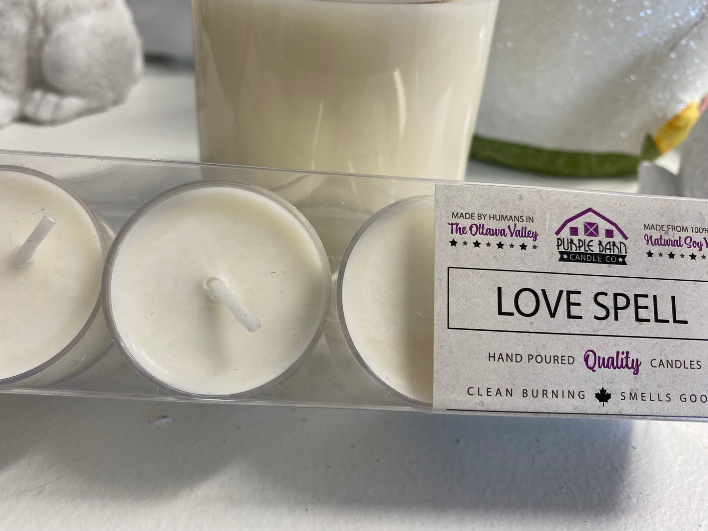 Purple Barn Candle Company, Love Spell, Soy Tea Lights, Pack of 10