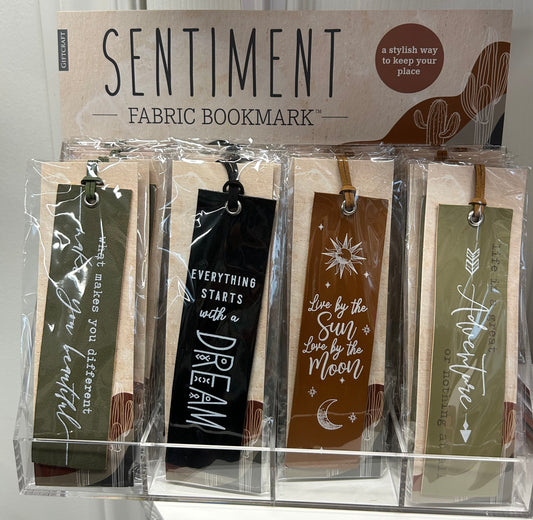 Fabric Bookmark with Sentiments, 4 Assorted