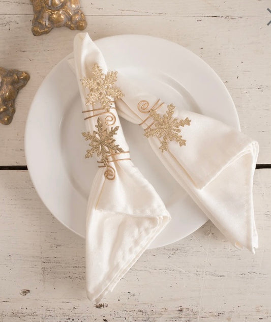 Old Gold Snowflake Napkin Rings by Bethany Lowe
