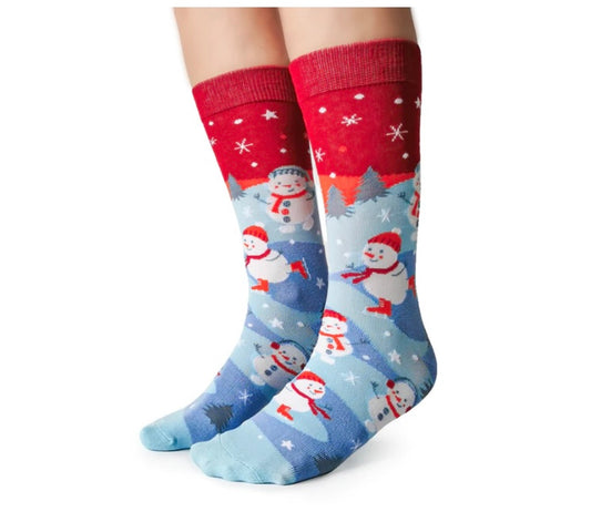 Skating Snowman Socks, Womens