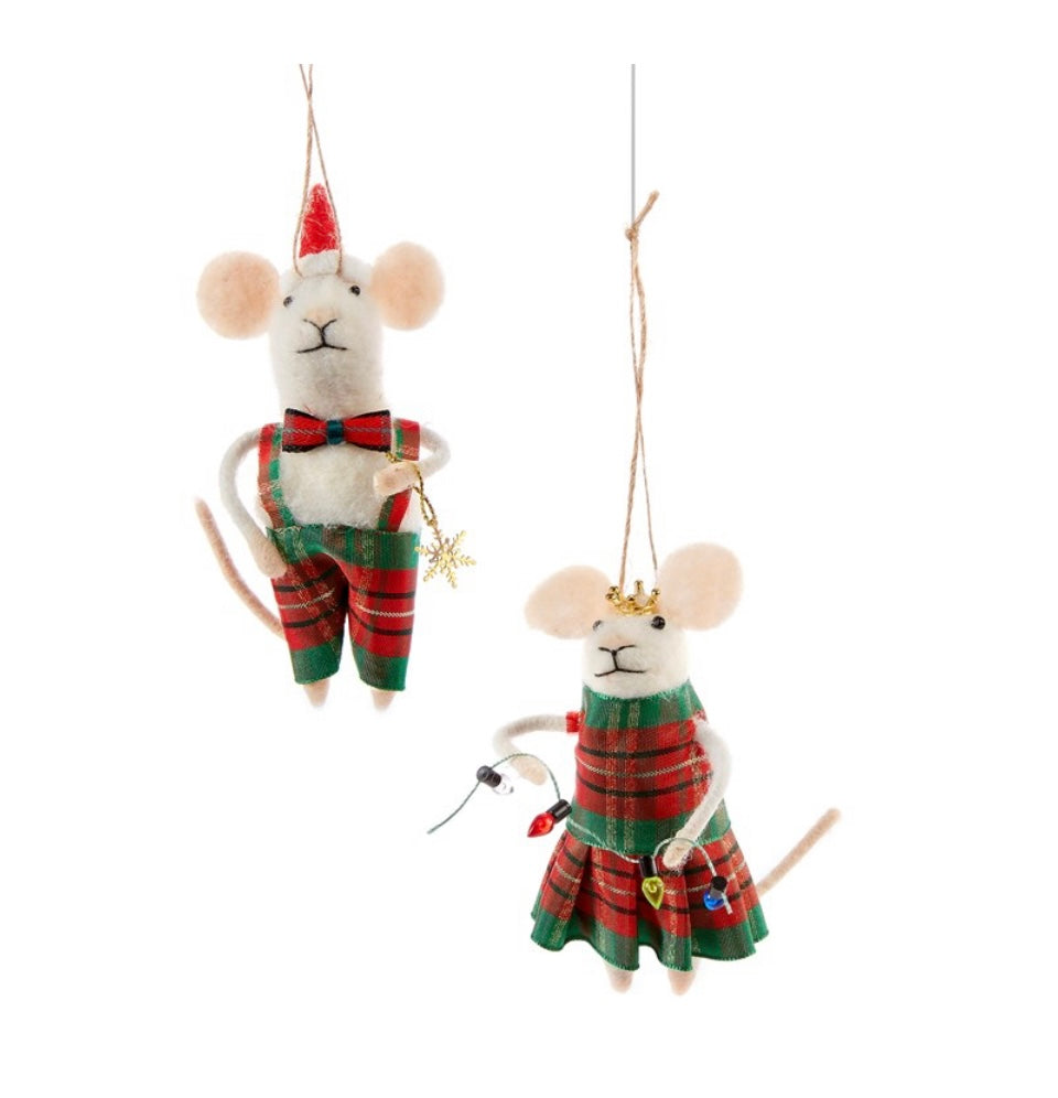 Fabric Mice Ornaments, 2 Assorted