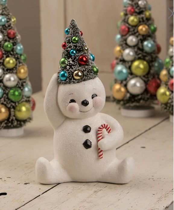 Retro Candy Cane Snowman with Tree by Bethany Lowe