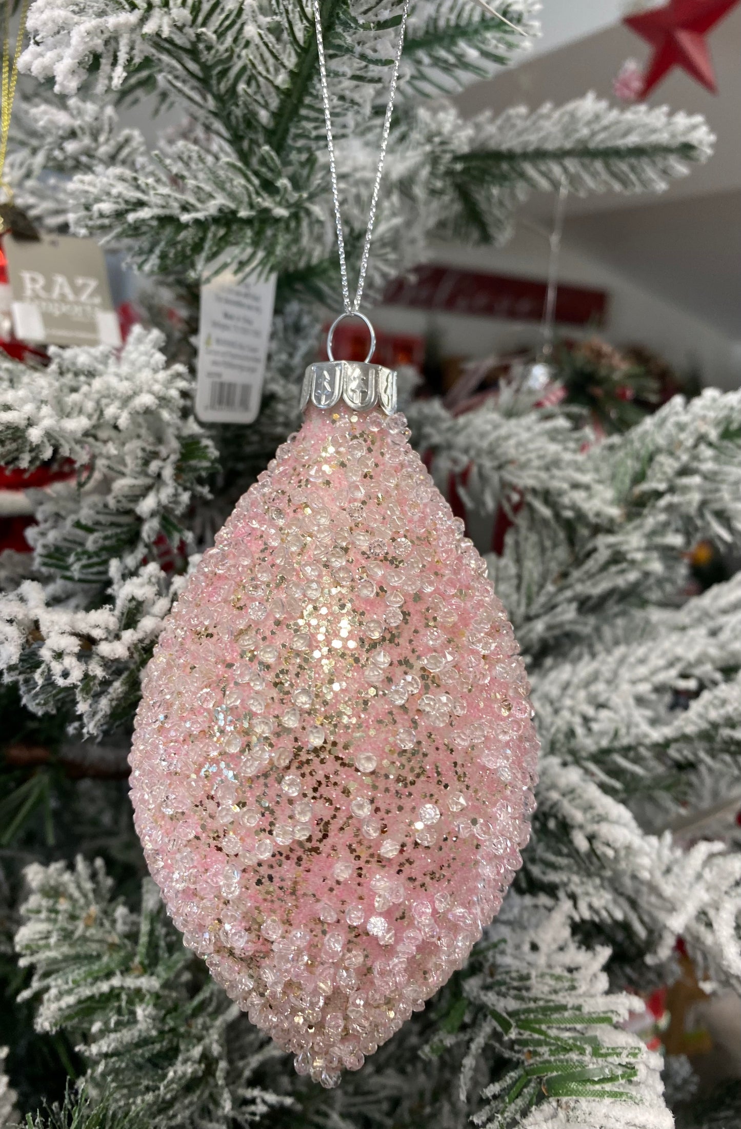 Pink and Gold Sparkly Glass Ornament