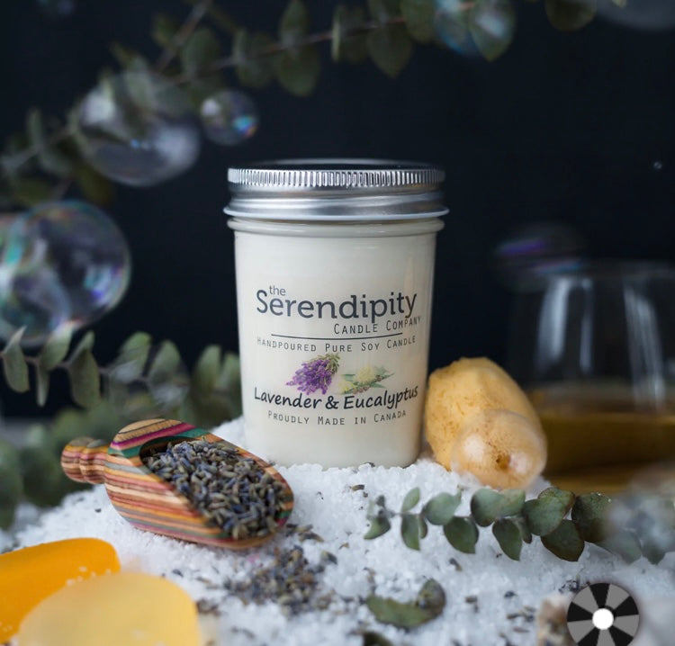Lavender and Eucalyptus, 8 Ounce Soy Candle