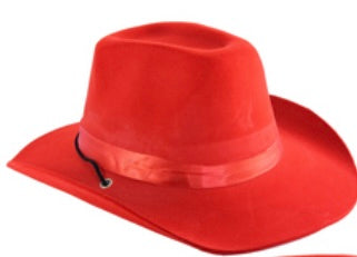 Flocked Red Fedora Hat, 2 Styles Available