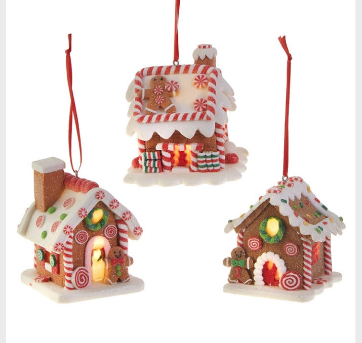 Lighted Gingerbread House Ornaments